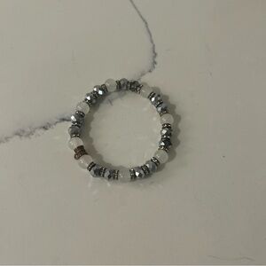 Elegant Silver and White Beaded Bracelet